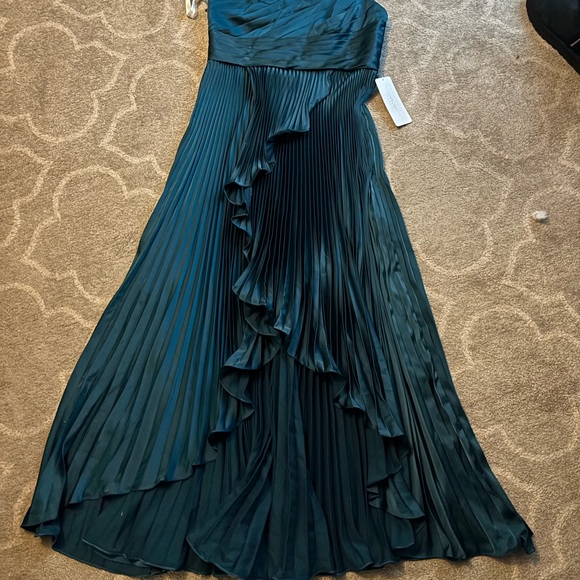 Azazie Dresses & Skirts - Azazie One Shoulder Teal Pleated Dress